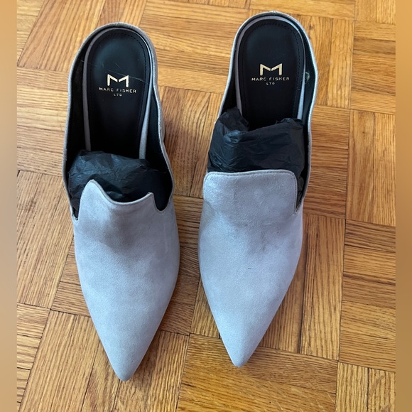 Marc Fisher Grey Suede Heeled Booties - Picture 1 of 5